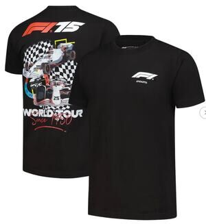 New Men's Mitchell & Ness Black F1 World Tour Men's T-Shirt, Size Large